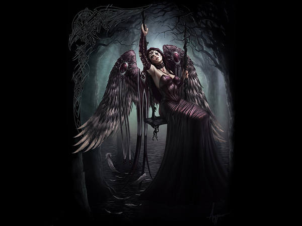 This jpeg image - Beautiful Fantasy Dark Fallen Angel Wallpaper, is available for free download