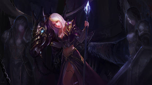 This jpeg image - Beautiful Fantasy Princess Warrior and Shadows Wallpaper, is available for free download