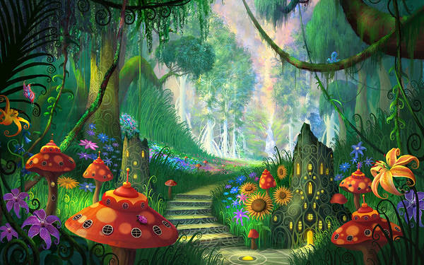 This jpeg image - Beautiful Magic Fantasy Garden Wallpaper, is available for free download
