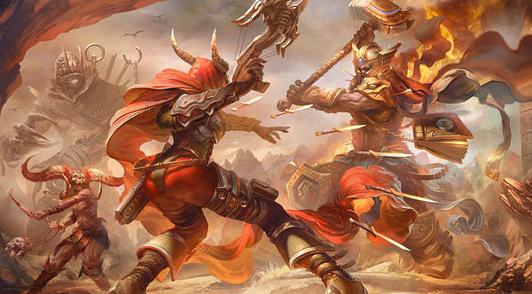 This jpeg image - Fantasy Demons Fiery Battle Wallpaper, is available for free download