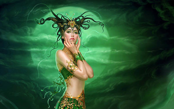 This jpeg image - Fantasy Green Fairy Wallpaper, is available for free download