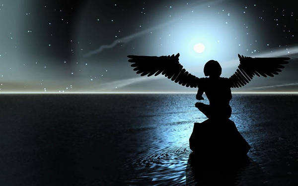 This jpeg image - Fantasy Night Angel Wallpaper, is available for free download