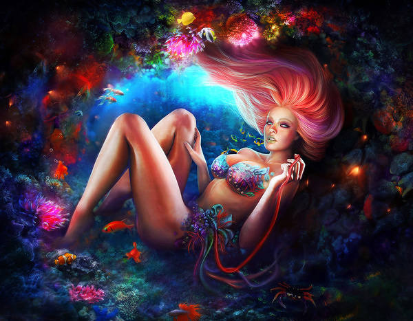 This jpeg image - Underwater Princess Fantasy Wallpaper, is available for free download