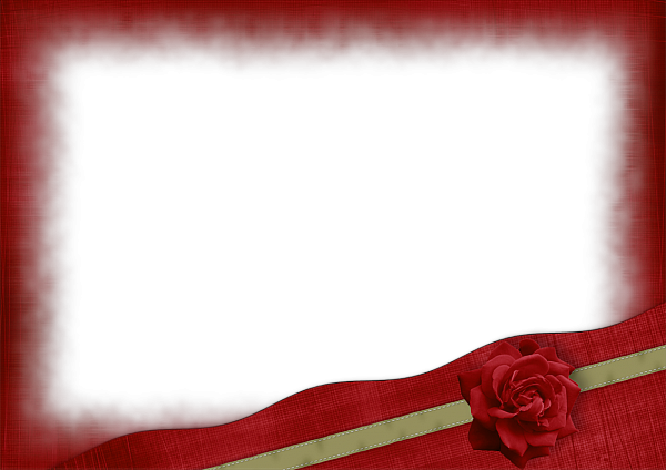 This png image - Beautiful Red Transparent Frame with Gold Ribbon and Red Rose, is available for free download