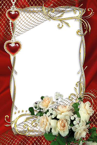 This png image - Beautiful Red Transparent Frame with White Roses, is available for free download