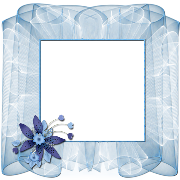 This png image - Beautiful Transparent Blue Frame with Flower, is available for free download