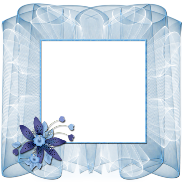 Beautiful Transparent Blue Frame with Flower | Gallery Yopriceville