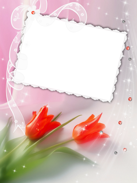 This png image - Beautiful Transparent Frame with Red Tulips, is available for free download