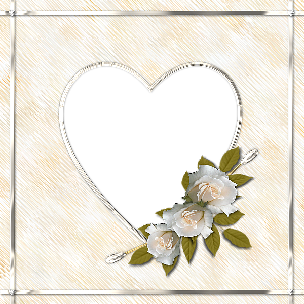This png image - Beautiful Transparent Heart Frame with White Roses, is available for free download
