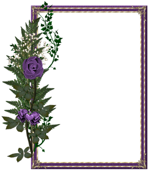 This png image - Beautiful Transparent Purple Photo Frame with Purple Rose, is available for free download