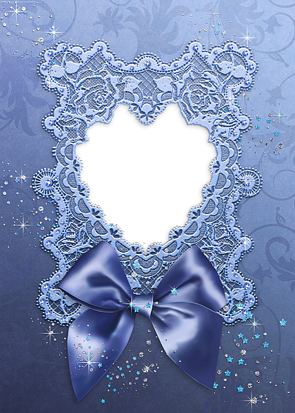 This png image - Blue Bow and Heart Transparent Frame, is available for free download
