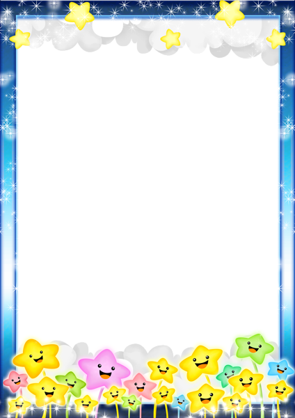 This png image - Blue Kids Transparent PNG Photo Frame with Stars, is available for free download
