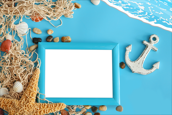 This png image - Blue Summer Transparent Frame, is available for free download