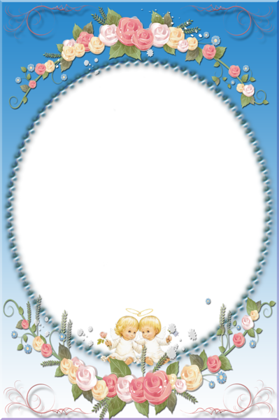 This png image - Blue Transparent Frame with Angels, is available for free download