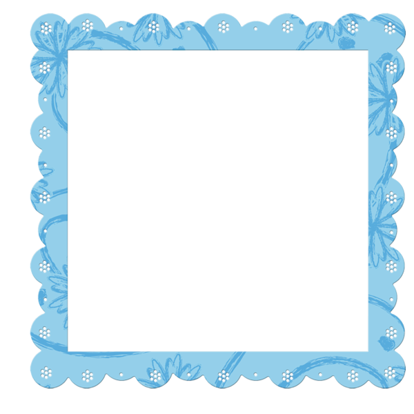 This png image - Blue Transparent Frame with Flowers Elements, is available for free download