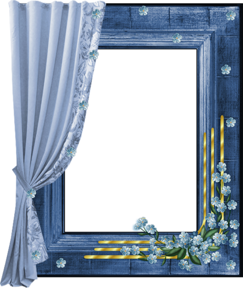 This png image - Blue Transparent PNG Frame with Curtain, is available for free download