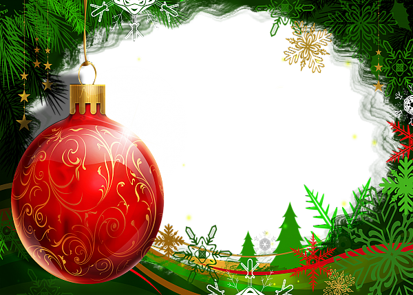 This png image - Christmas Transparent Frame With Red Christmas Ball, is available for free download