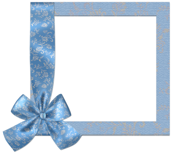 This png image - Cute Blue PNG Frame with Bow, is available for free download