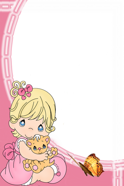 This png image - Cute Girl with Kitty Kids Transparent Photo Frame, is available for free download