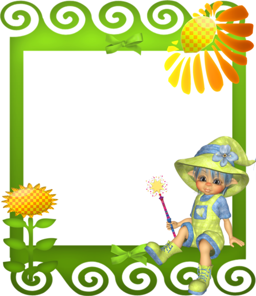 This png image - Cute Green PNG Kids Photo Frame, is available for free download