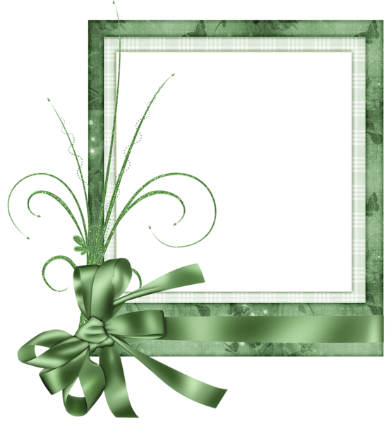This png image - Cute Green Transparent Frame with Bow, is available for free download