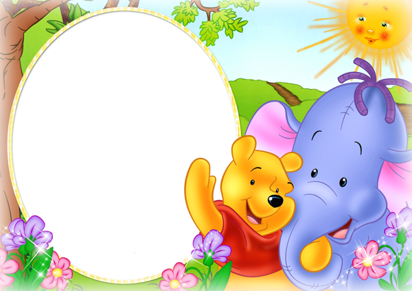 This png image - Cute Kids PNG Photo Frame with Winnie The Pooh, is available for free download