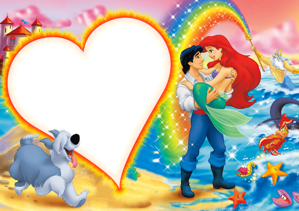 This png image - Cute Kids PNG Transparent Frame with Princess Ariel, is available for free download