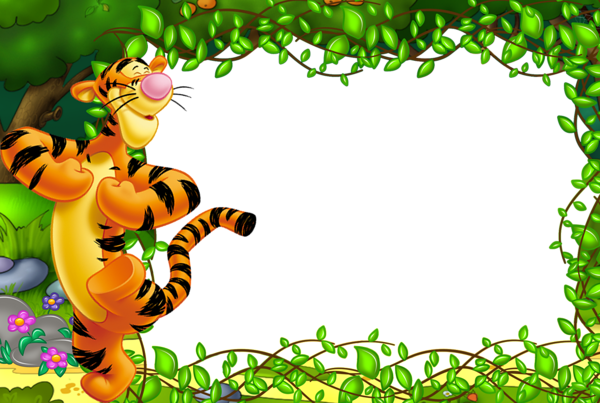 This png image - Cute Kids Transparent Frame with Tigger, is available for free download
