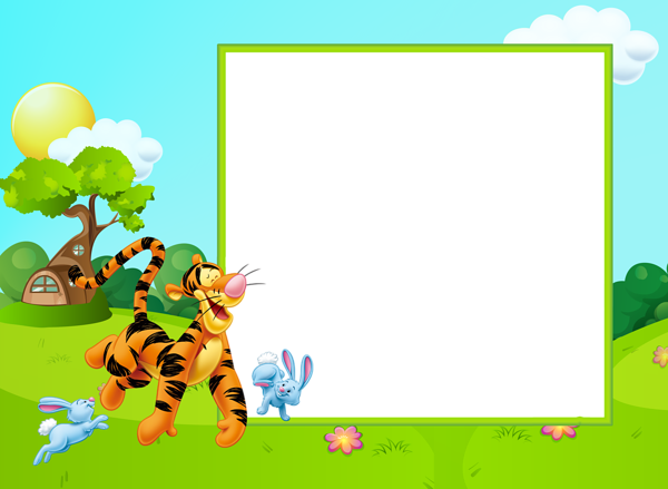 This png image - Cute Kids Transparent PNG Frame with Tigger, is available for free download