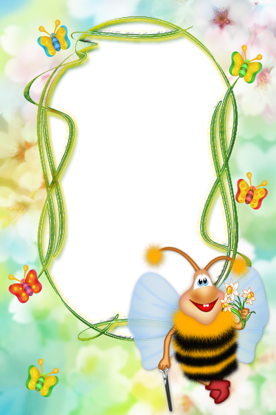 This png image - Cute Kids Transparent Photo Frame with Bee, is available for free download