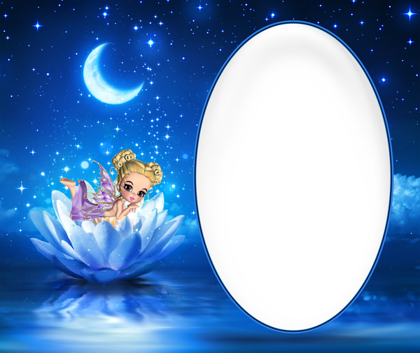 This png image - Cute Night Fairy Transparent Kids PNG Photo Frame, is available for free download