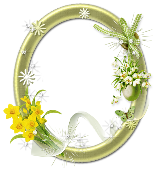 This png image - Cute Oval PNG Photo Frame with Flowers, is available for free download