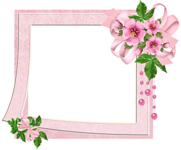 This png image - Cute Pink Transparent Photo Frame with Flowers, is available for free download