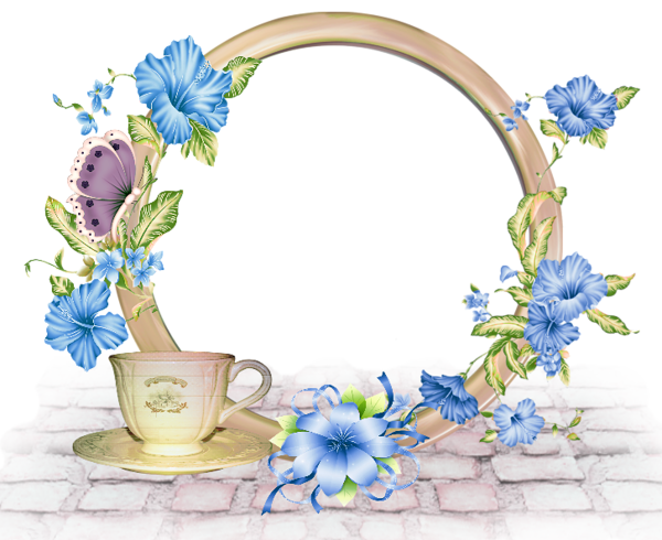 Cute Round PNG-Photo Frame with Blue Flowers | Gallery ...