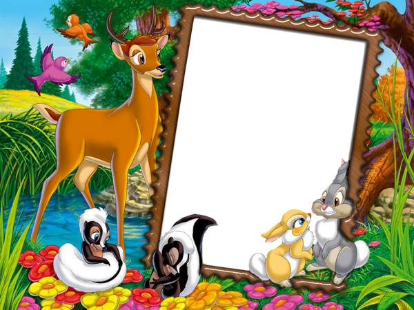 This png image - Cute Transparent Kids Photo Frame with Wild Animals, is available for free download