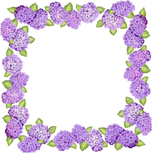 This png image - Cute Transparent Purple Flowers Frame, is available for free download