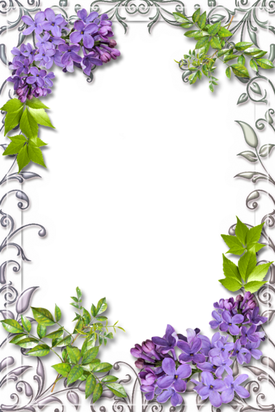 This png image - Cute White PNG Frame with Lilac, is available for free download