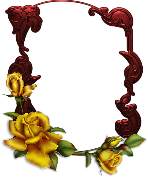 This png image - Dark Red Transparent Frame with Yellow Roses, is available for free download