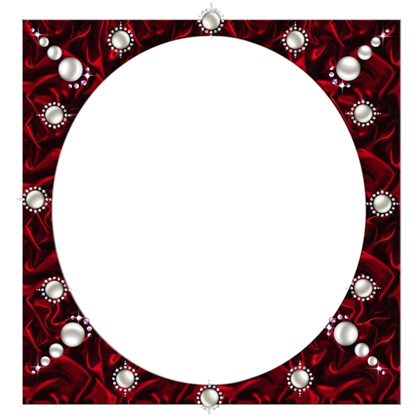 This png image - Dark Red Transparent Photo Frame with Pearls, is available for free download