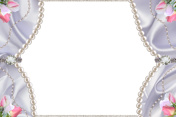This png image - Delicate PNG Photo Frame with Pearls Diamonds and Roses, is available for free download