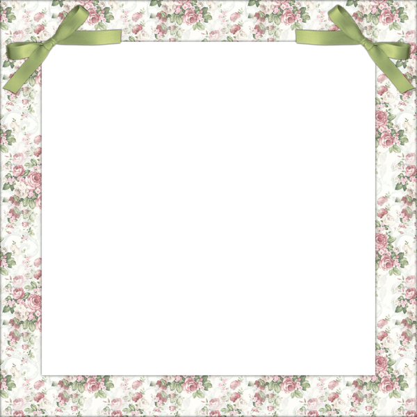This png image - Delicate Transparent Flower Frame with Green Bows, is available for free download