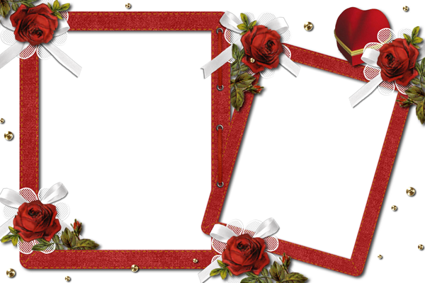 This png image - Double Romantic Transparent Photo Frame with Roses, is available for free download