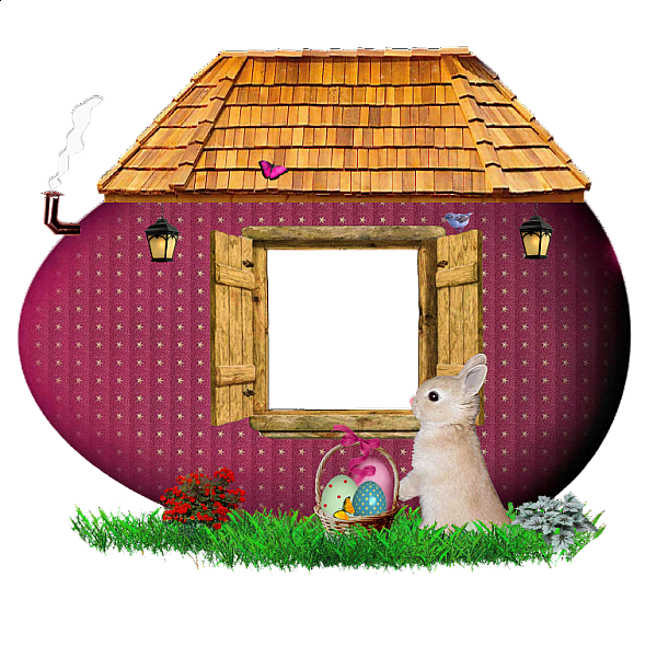 This png image - Easter Bunny House Frame, is available for free download