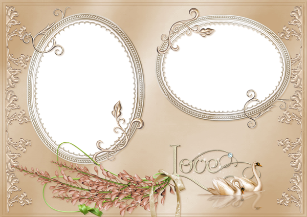 This png image - Elegant PNG Love Photo Frame with Swan-and Rose, is available for free download