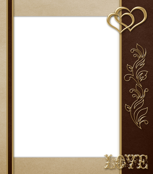 This png image - Elegant Transparent Brown with Gold Love PNG Frame, is available for free download