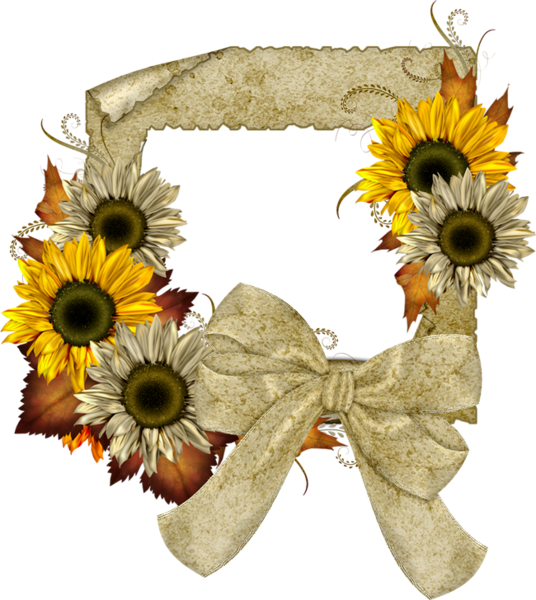 This png image - Fall Transparent Frame with Sunflowers, is available for free download