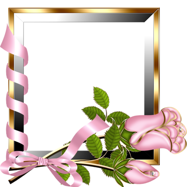 This png image - Gold and Silver Transparent Frame with Light Pink Roses, is available for free download