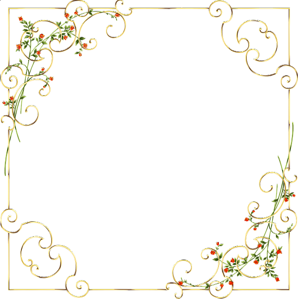 This png image - Gold Frame with Delicate Wild Flowers, is available for free download
