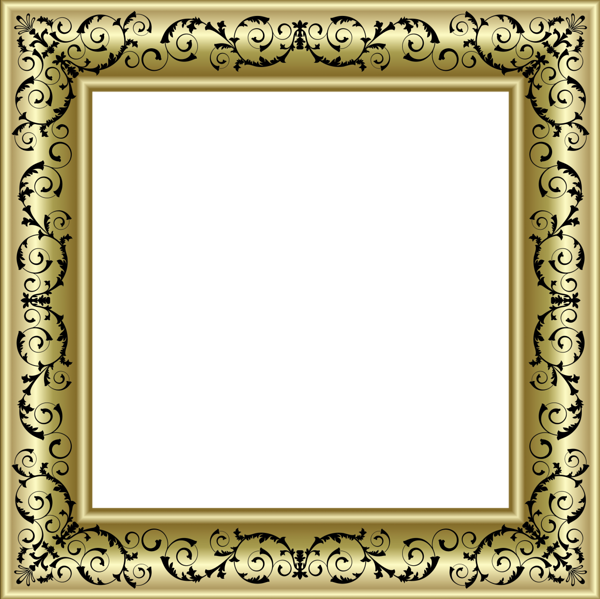 This png image - Gold Photo Frame PNG with Black Ornaments, is available for free download
