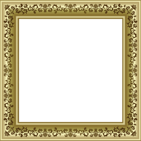 This png image - Gold Photo Frame PNG with Brown Ornaments, is available for free download
